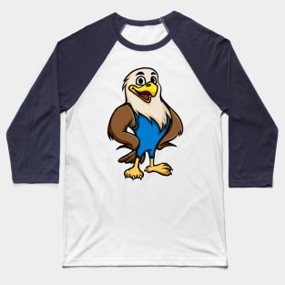 Cute Anthropomorphic Human-like Cartoon Character Bald Eagle in Clothes Baseball T-Shirt